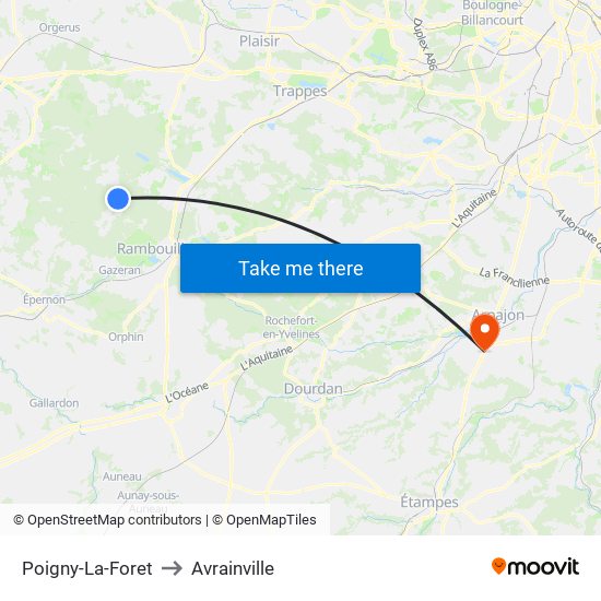 Poigny-La-Foret to Avrainville map