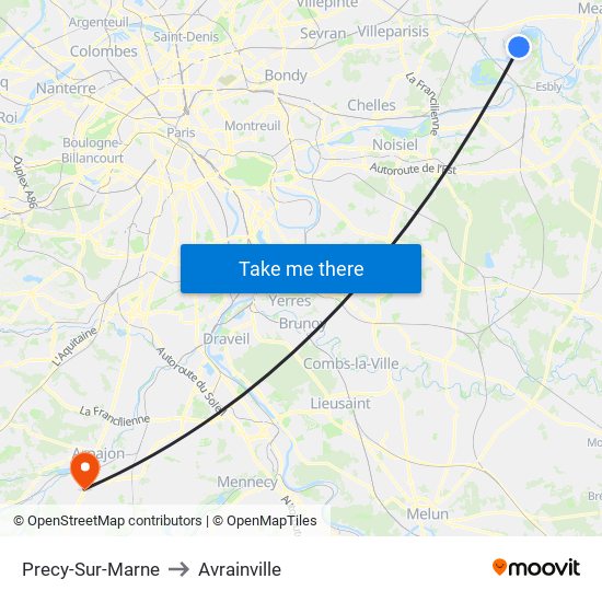Precy-Sur-Marne to Avrainville map