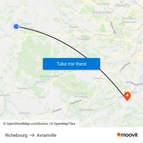 Richebourg to Avrainville map