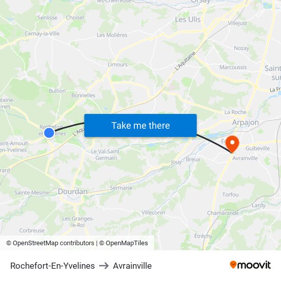 Rochefort-En-Yvelines to Avrainville map
