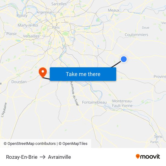 Rozay-En-Brie to Avrainville map