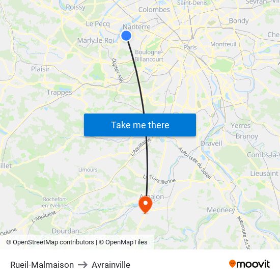 Rueil-Malmaison to Avrainville map