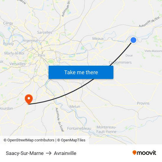 Saacy-Sur-Marne to Avrainville map