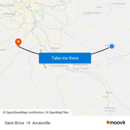 Saint-Brice to Avrainville map