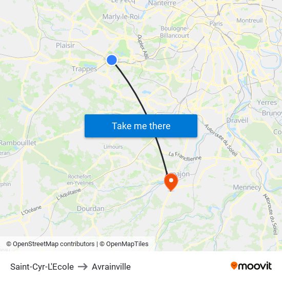 Saint-Cyr-L'Ecole to Avrainville map