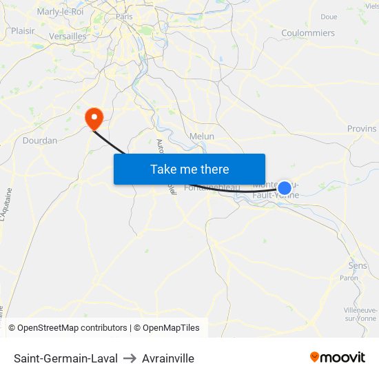 Saint-Germain-Laval to Avrainville map