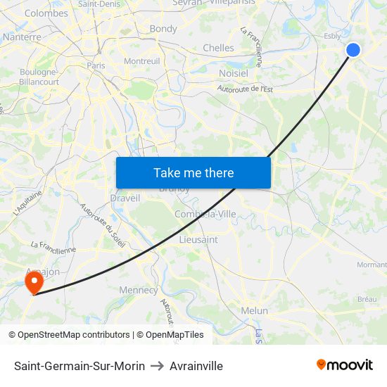 Saint-Germain-Sur-Morin to Avrainville map
