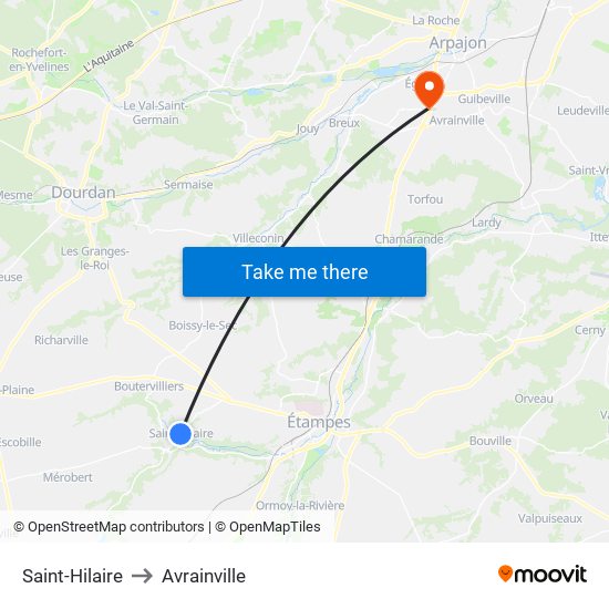 Saint-Hilaire to Avrainville map