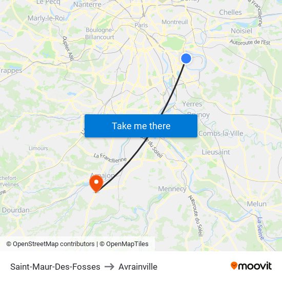 Saint-Maur-Des-Fosses to Avrainville map