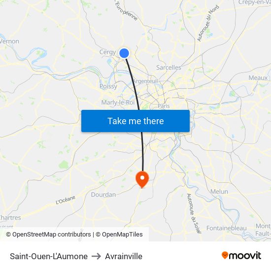 Saint-Ouen-L'Aumone to Avrainville map