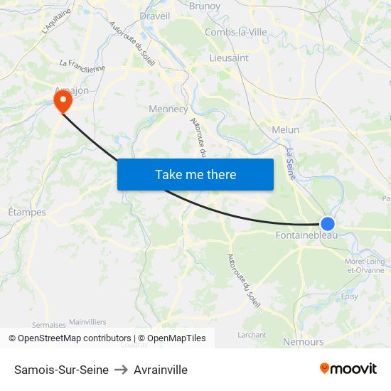 Samois-Sur-Seine to Avrainville map