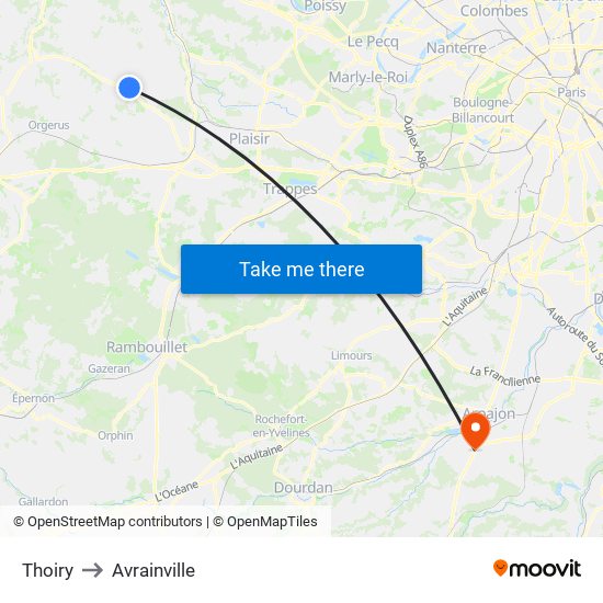 Thoiry to Avrainville map