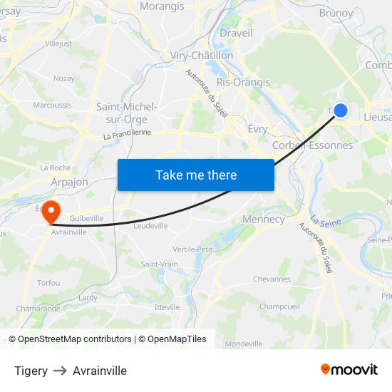 Tigery to Avrainville map