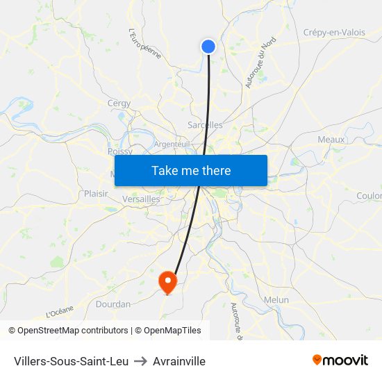 Villers-Sous-Saint-Leu to Avrainville map