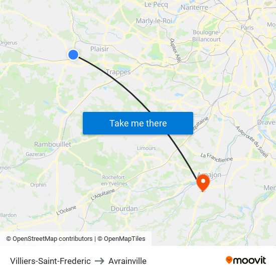 Villiers-Saint-Frederic to Avrainville map
