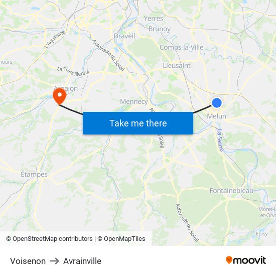 Voisenon to Avrainville map