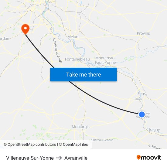 Villeneuve-Sur-Yonne to Avrainville map