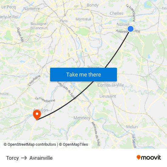 Torcy to Avrainville map