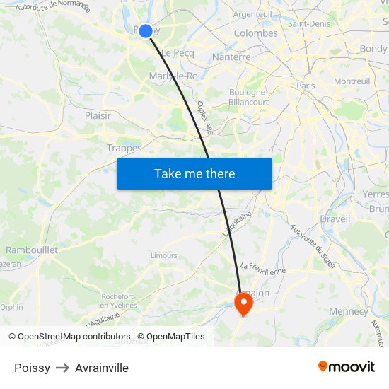 Poissy to Avrainville map
