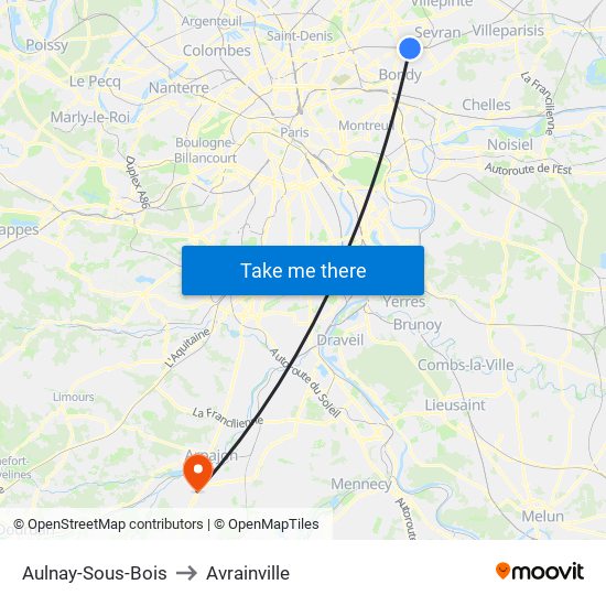 Aulnay-Sous-Bois to Avrainville map