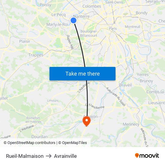 Rueil-Malmaison to Avrainville map