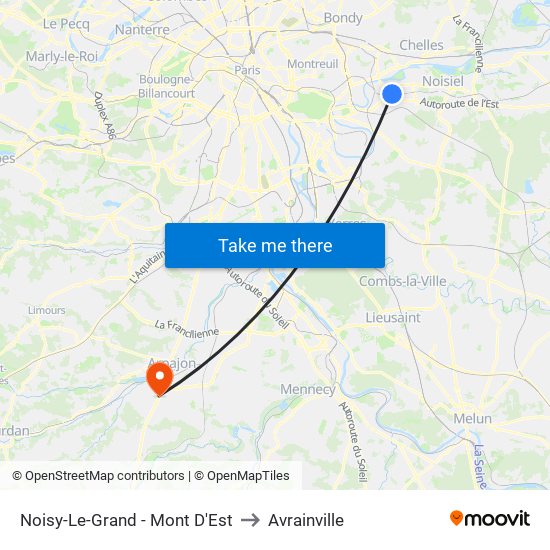 Noisy-Le-Grand - Mont D'Est to Avrainville map