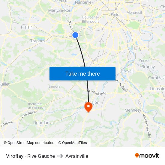 Viroflay - Rive Gauche to Avrainville map