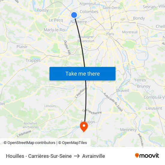 Houilles - Carrières-Sur-Seine to Avrainville map