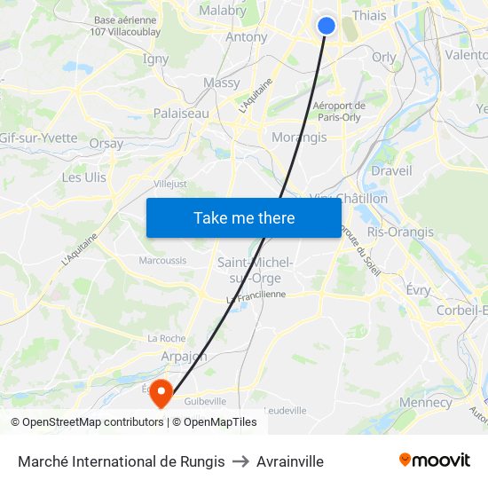 Marché International de Rungis to Avrainville map