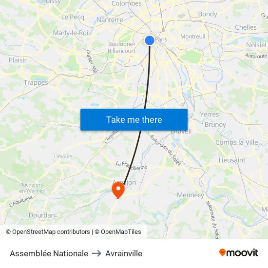 Assemblée Nationale to Avrainville map