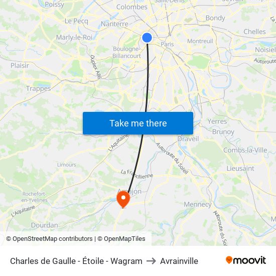 Charles de Gaulle - Étoile - Wagram to Avrainville map