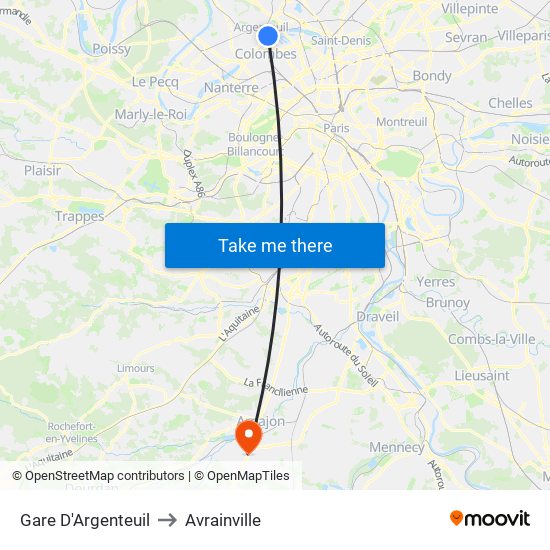 Gare D'Argenteuil to Avrainville map
