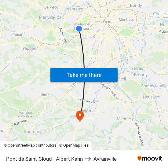 Pont de Saint-Cloud - Albert Kahn to Avrainville map