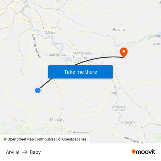 Arville to Baby map