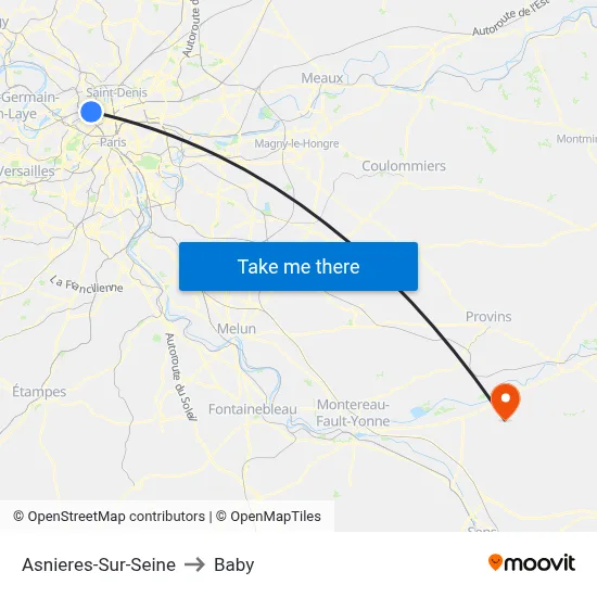 Asnieres-Sur-Seine to Baby map