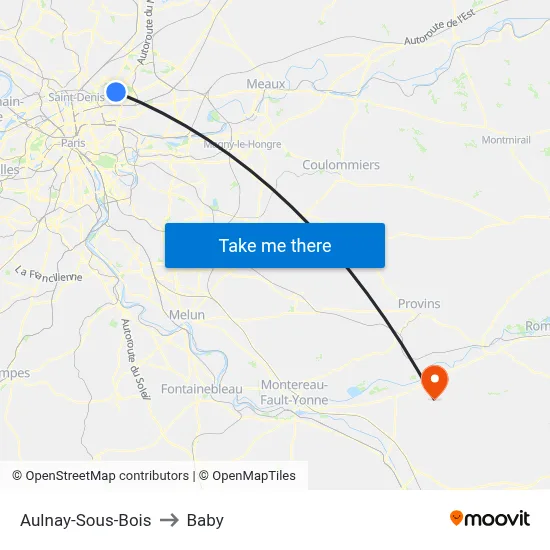 Aulnay-Sous-Bois to Baby map