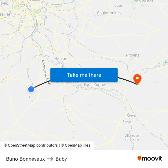 Buno-Bonnevaux to Baby map