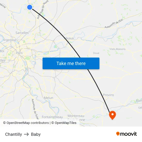 Chantilly to Baby map