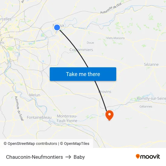 Chauconin-Neufmontiers to Baby map