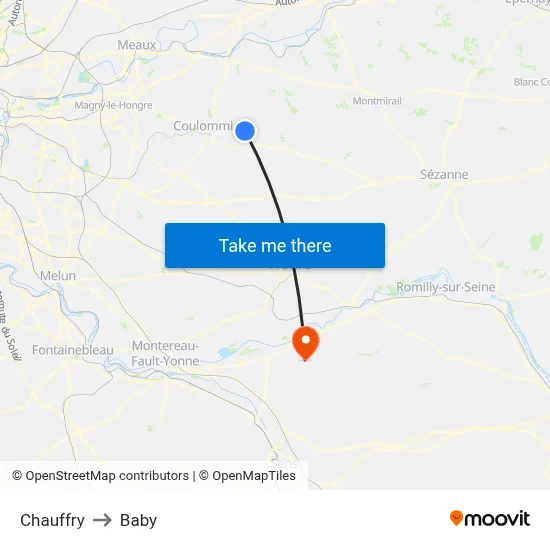 Chauffry to Baby map