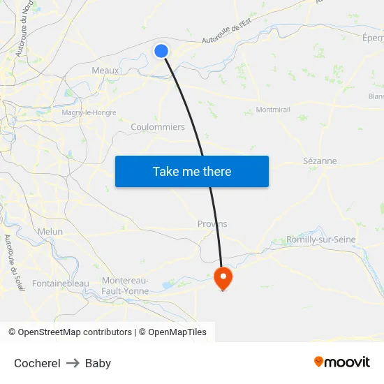Cocherel to Baby map
