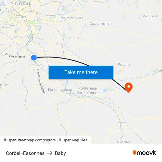 Corbeil-Essonnes to Baby map