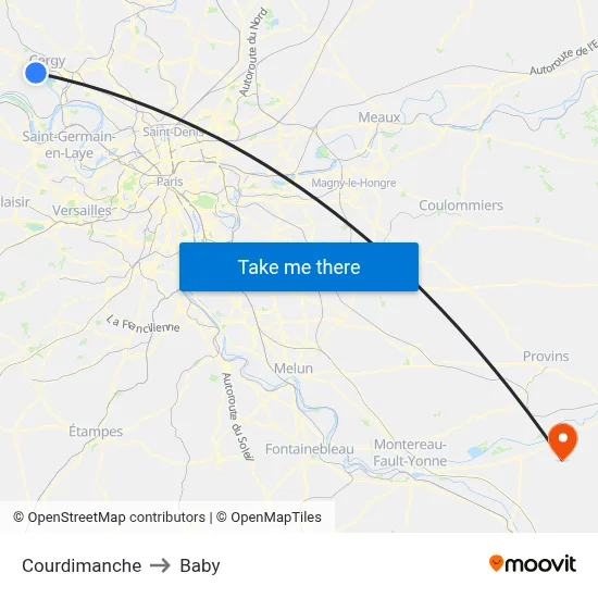 Courdimanche to Baby map