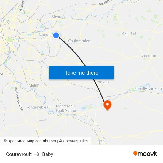 Coutevroult to Baby map