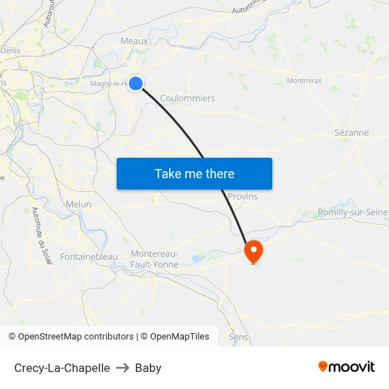 Crecy-La-Chapelle to Baby map
