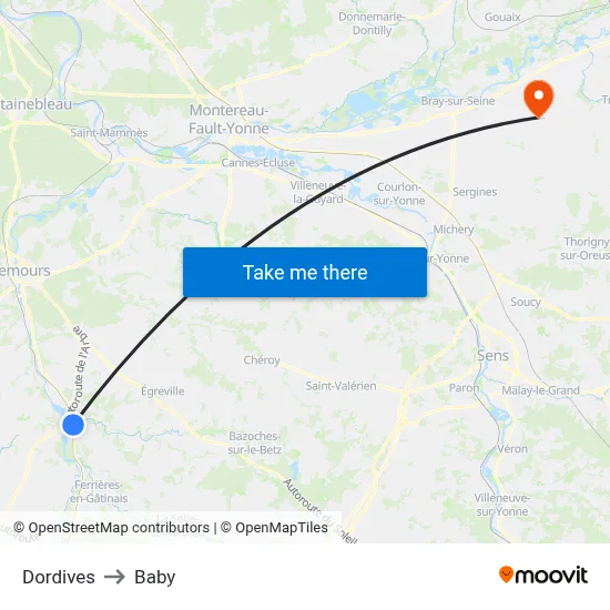 Dordives to Baby map