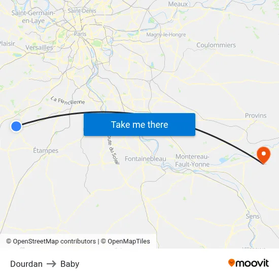 Dourdan to Baby map