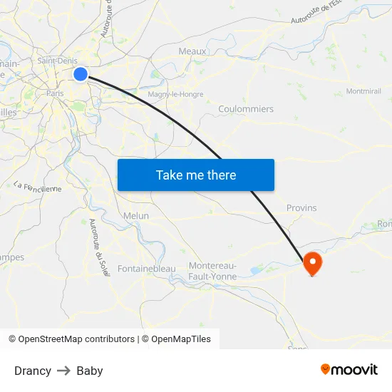 Drancy to Baby map