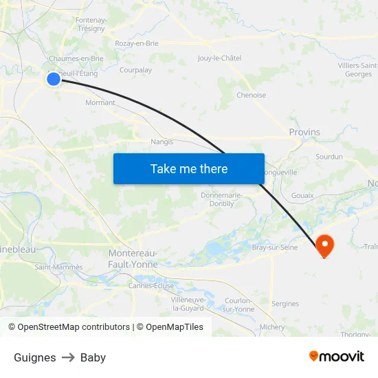 Guignes to Baby map