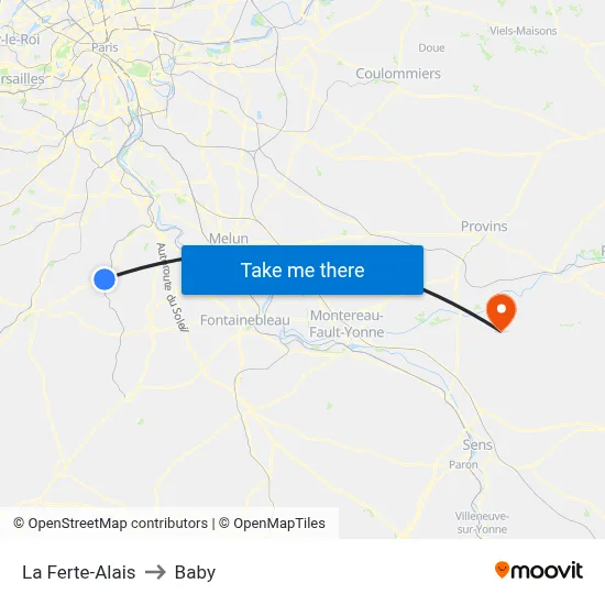 La Ferte-Alais to Baby map